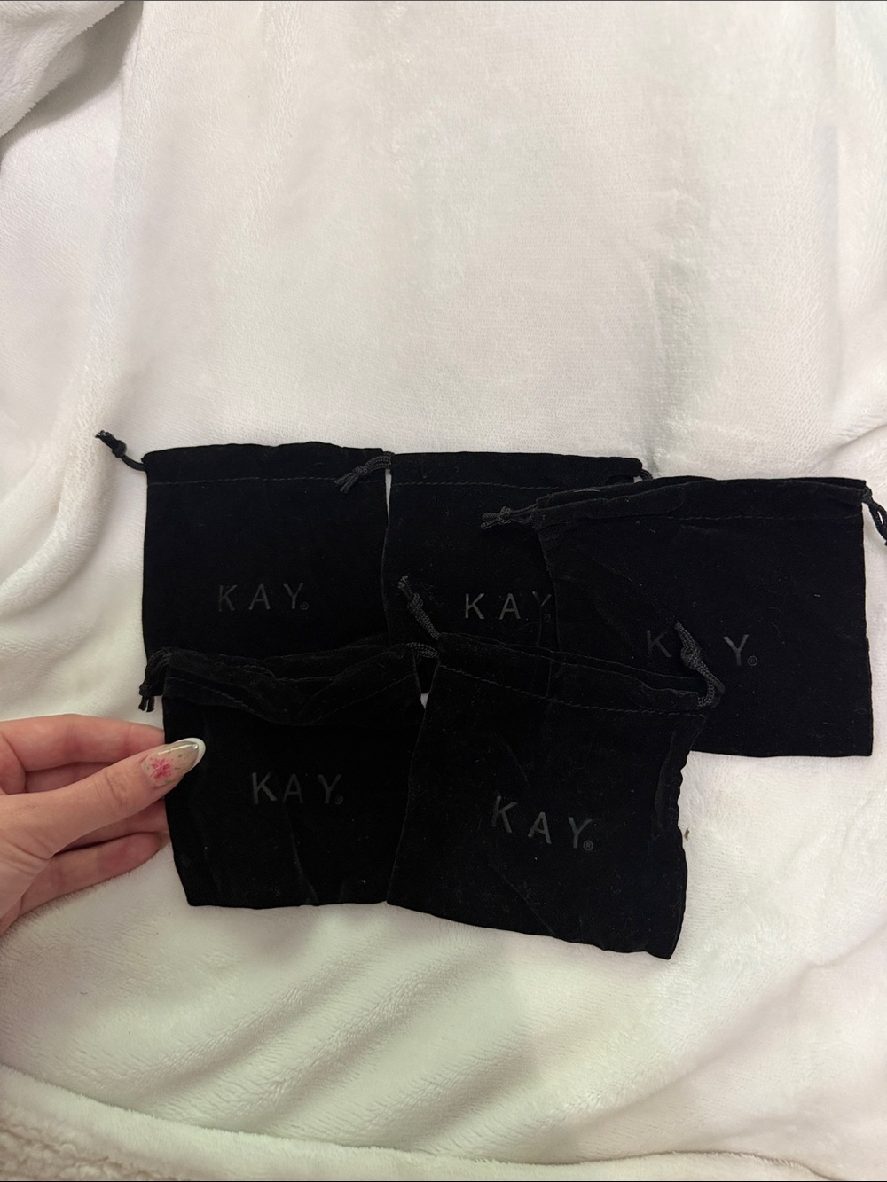 Kay Jewelers Black Velvet Drawstring Jewelry Pouches - Set of 5